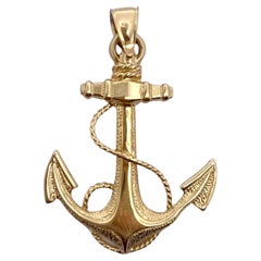 Vintage 14K Gold Large Anchor Pendant