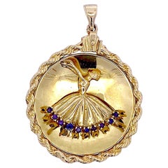 Vintage 14K Gold Large Ballerina Pendant