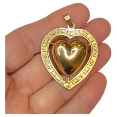 Vintage 14K Gold Large Heart Pendant