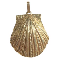 Vintage 14K Gold Großer Muschel-Anhänger