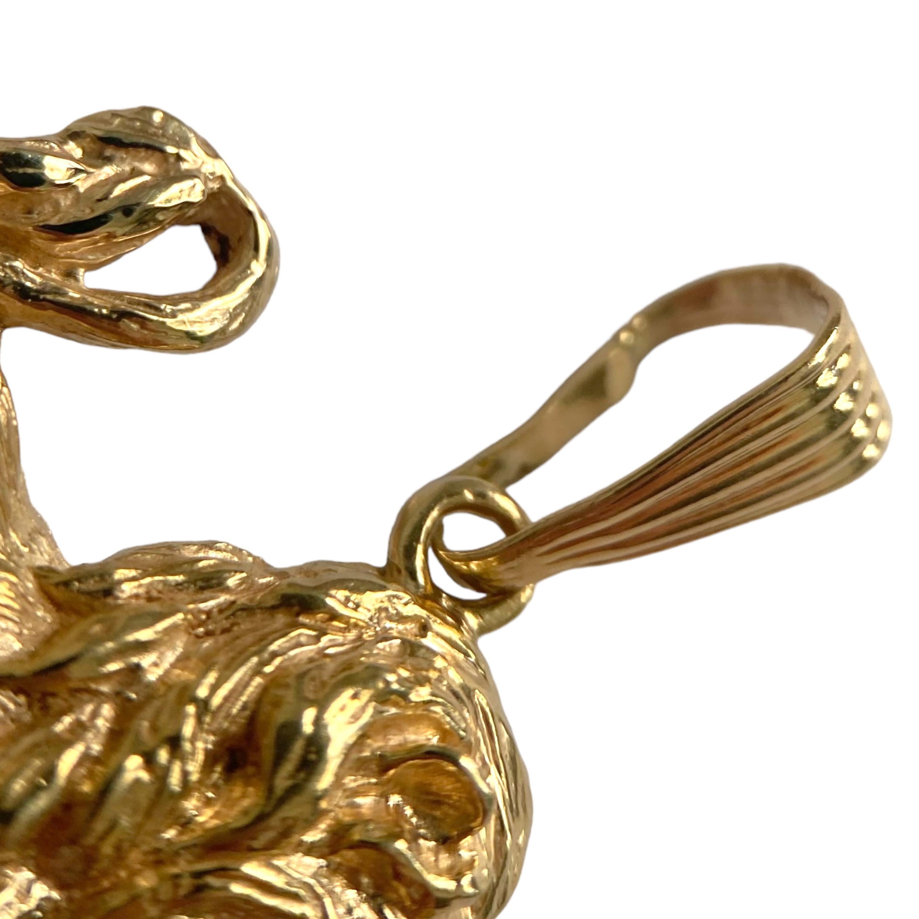 Vintage 14K Gold Leo Pendant For Sale 2