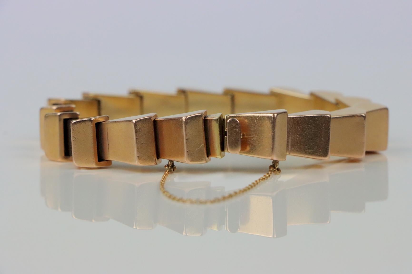 Pulsera de eslabones vintage de oro de 14 quilates en Bueno Estado en Flushing, NY