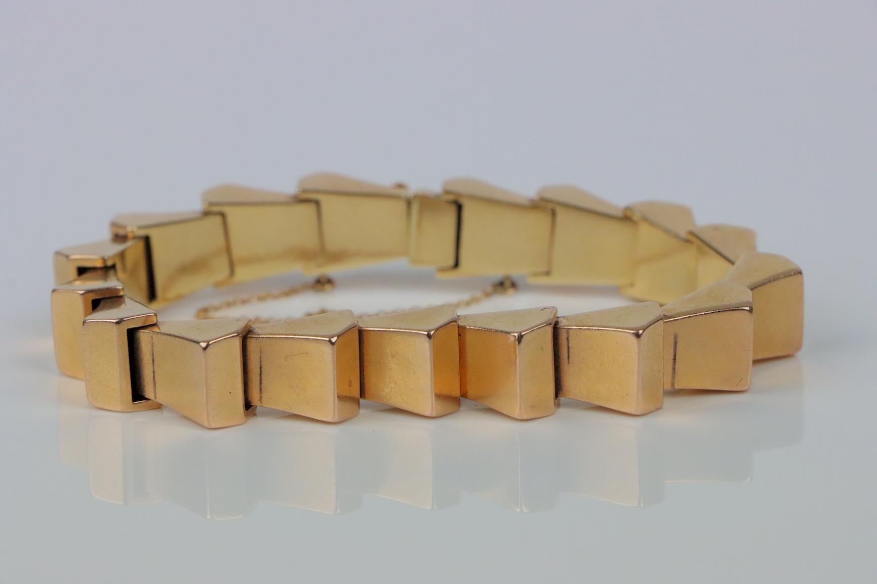 De las mujeres Pulsera de eslabones vintage de oro de 14 quilates