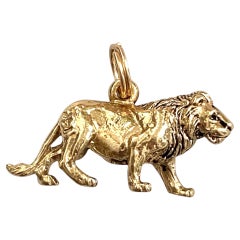 Vintage 14K Gold Lion Charm Pendant