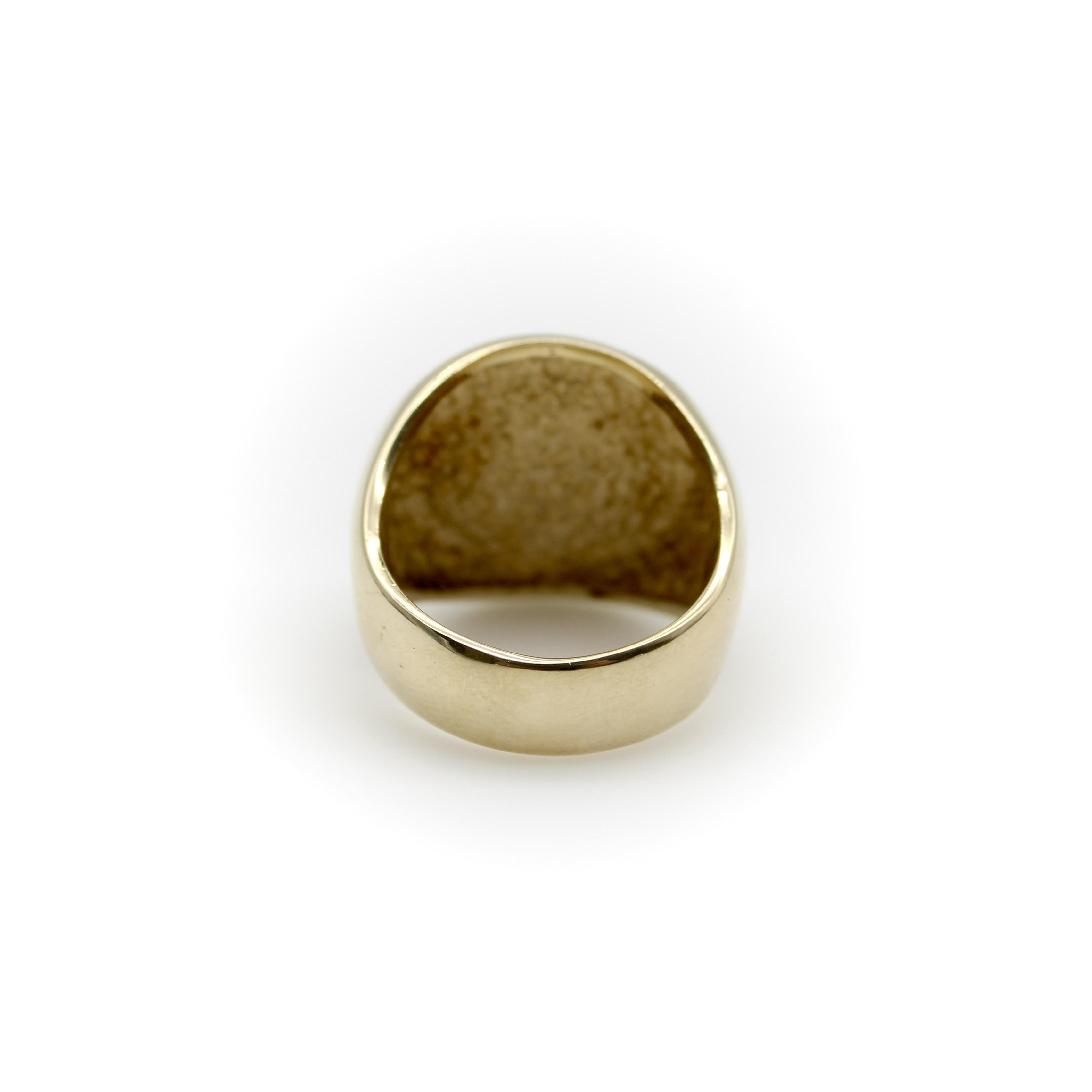 da uomo o donna Vintage 14K Gold Lion-Headed Coin Signet Ring in vendita