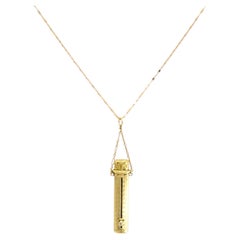 Vintage 14k Gold Lipstick Case Pendant Necklace on 14k Gold Chain
