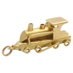 Vintage 14K Gold Lokomotive Zug Charm Anhänger