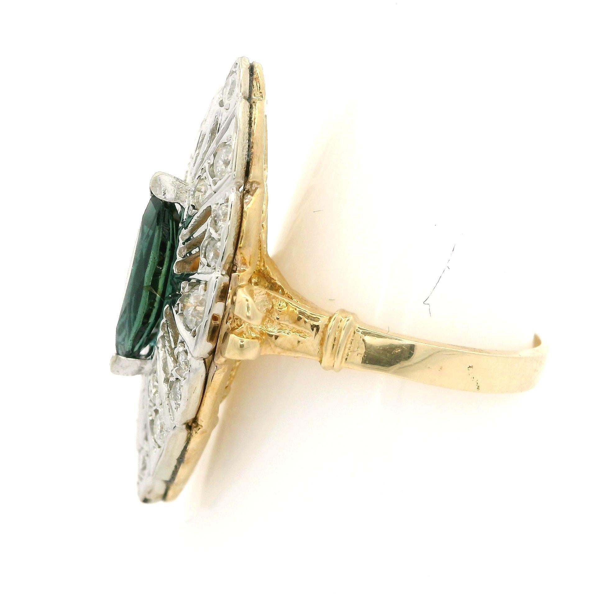 --Pietre: --
(1) Zaffiro naturale autentico - taglio marquise lungo - incastonato - colore blu intenso - 9,5x3,8 mm (circa)
(20) Diamanti Nature autentici - Taglio rotondo Brilliante - Incastonati - Colore G/H - Purezza I1-I3 - 0,50ctw (circa)
Peso