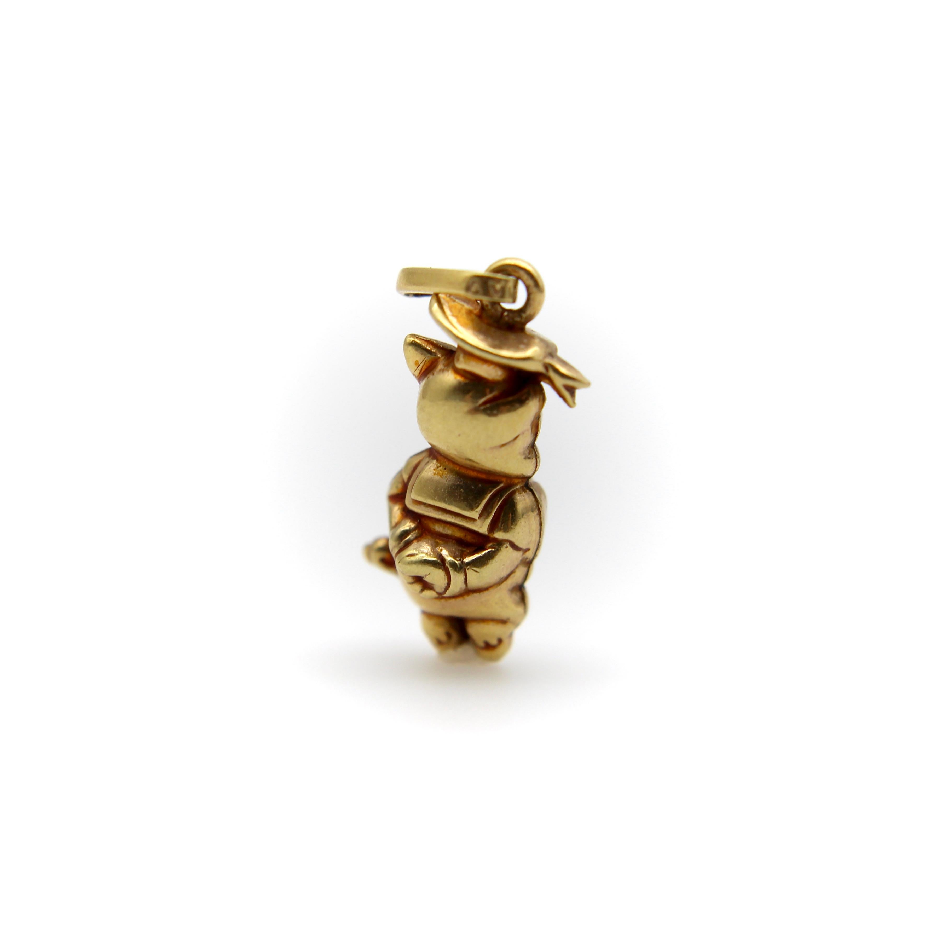 Moderno Charm d'epoca in oro 14K Loony Toons A. Cicero Pig in vendita