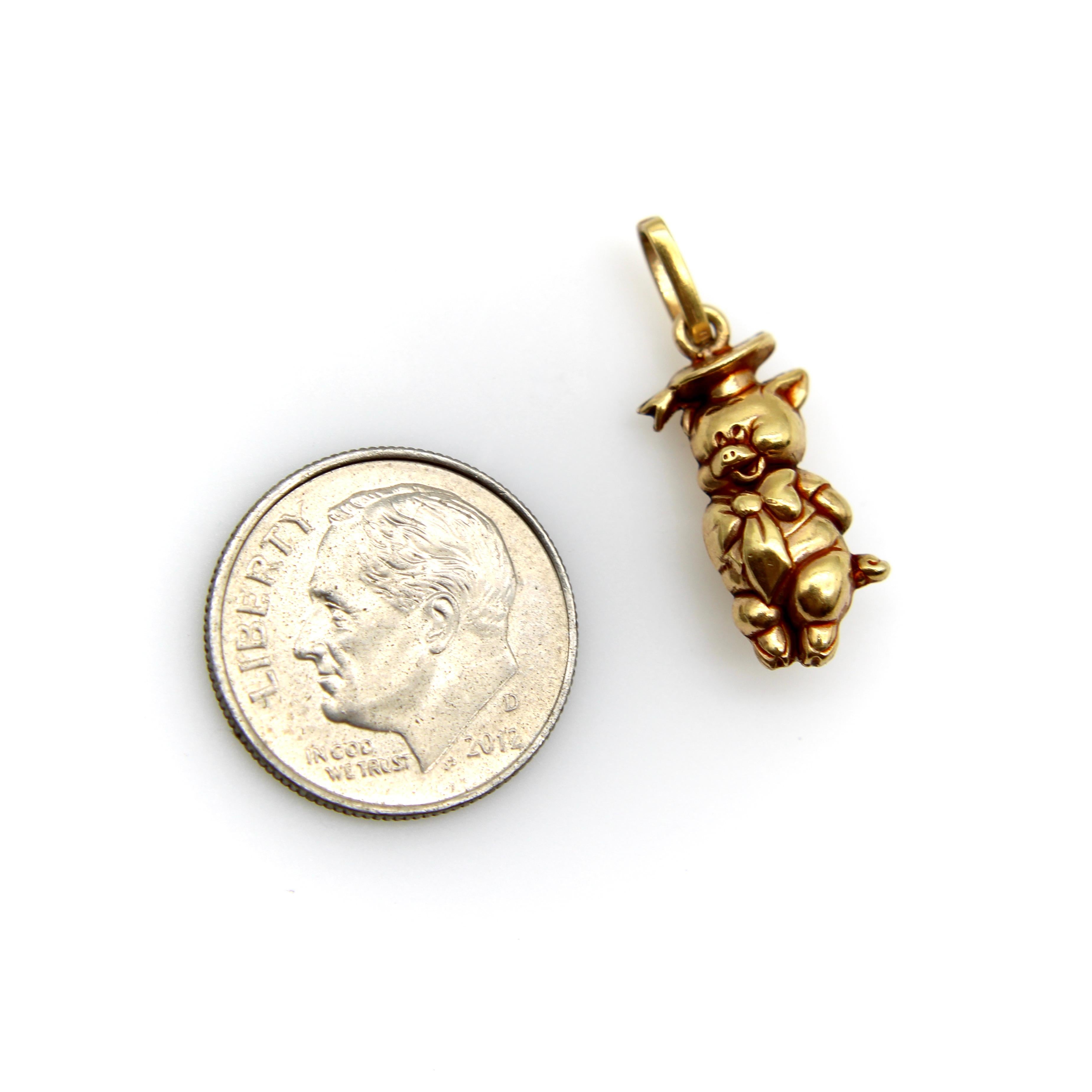 da uomo o donna Charm d'epoca in oro 14K Loony Toons A. Cicero Pig in vendita