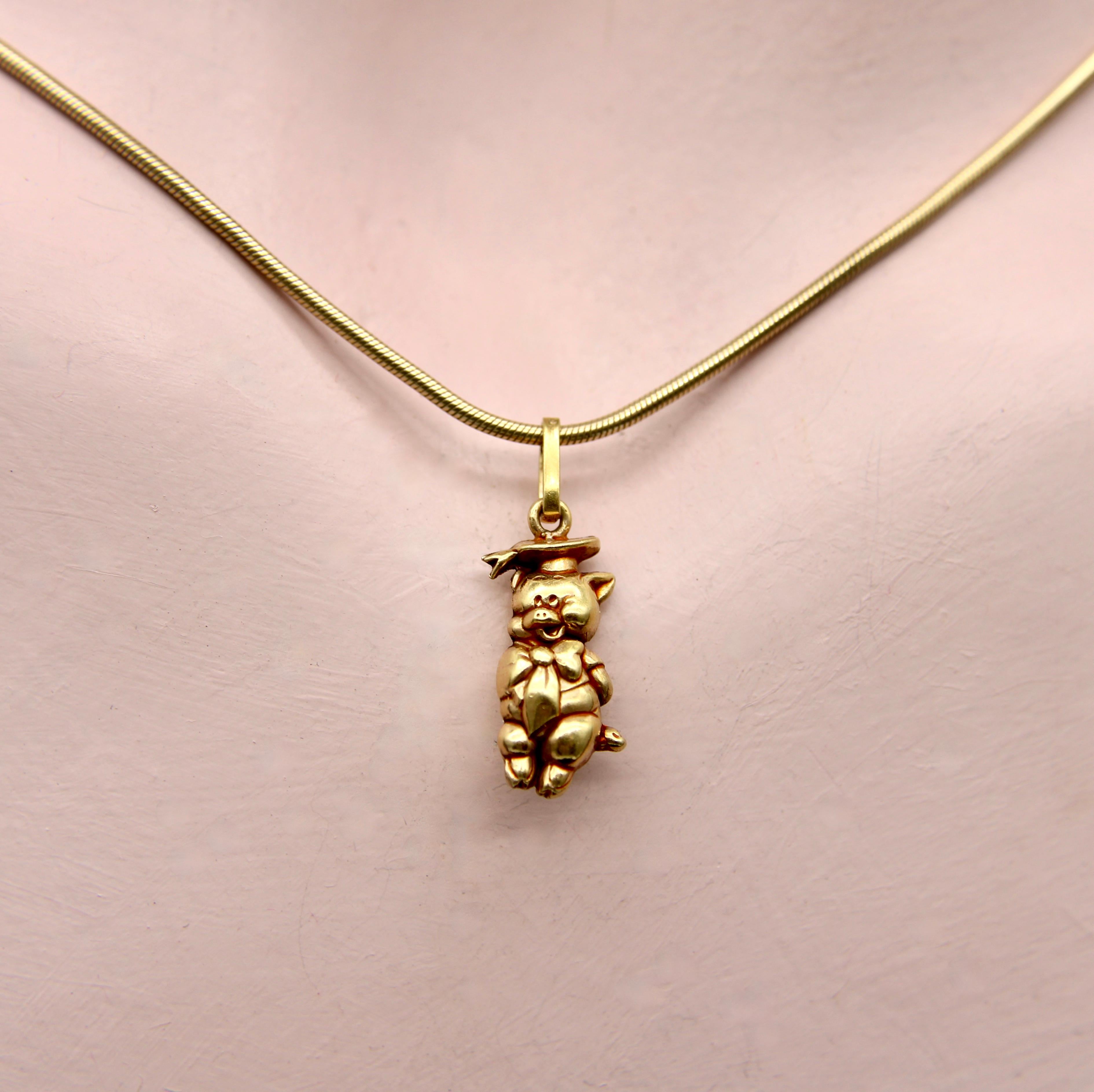 Charm d'epoca in oro 14K Loony Toons A. Cicero Pig in vendita 1