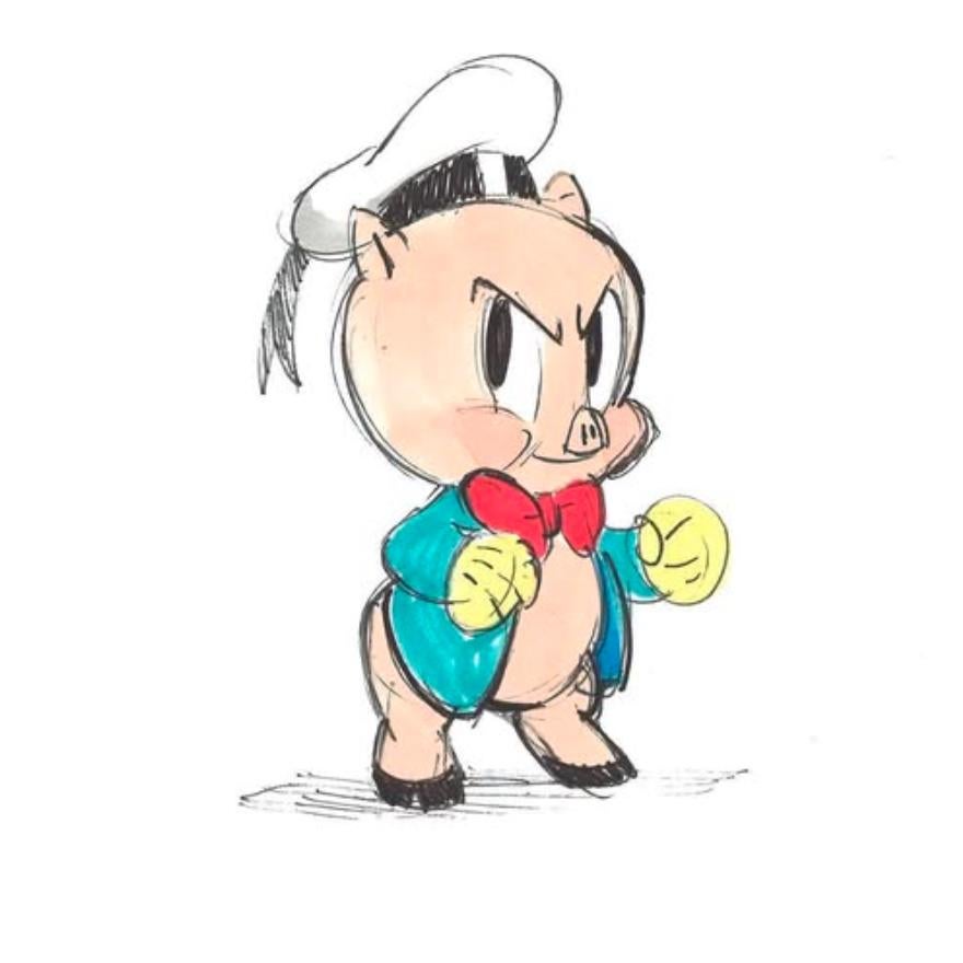 Charm d'epoca in oro 14K Loony Toons A. Cicero Pig in vendita 3