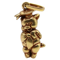Vintage 14K Gold Loony Toons Cicero Pig Charm