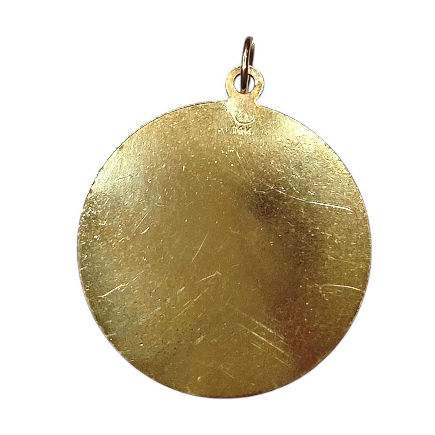Women's or Men's Vintage 14K Gold Love Birds Medallion Charm Pendant