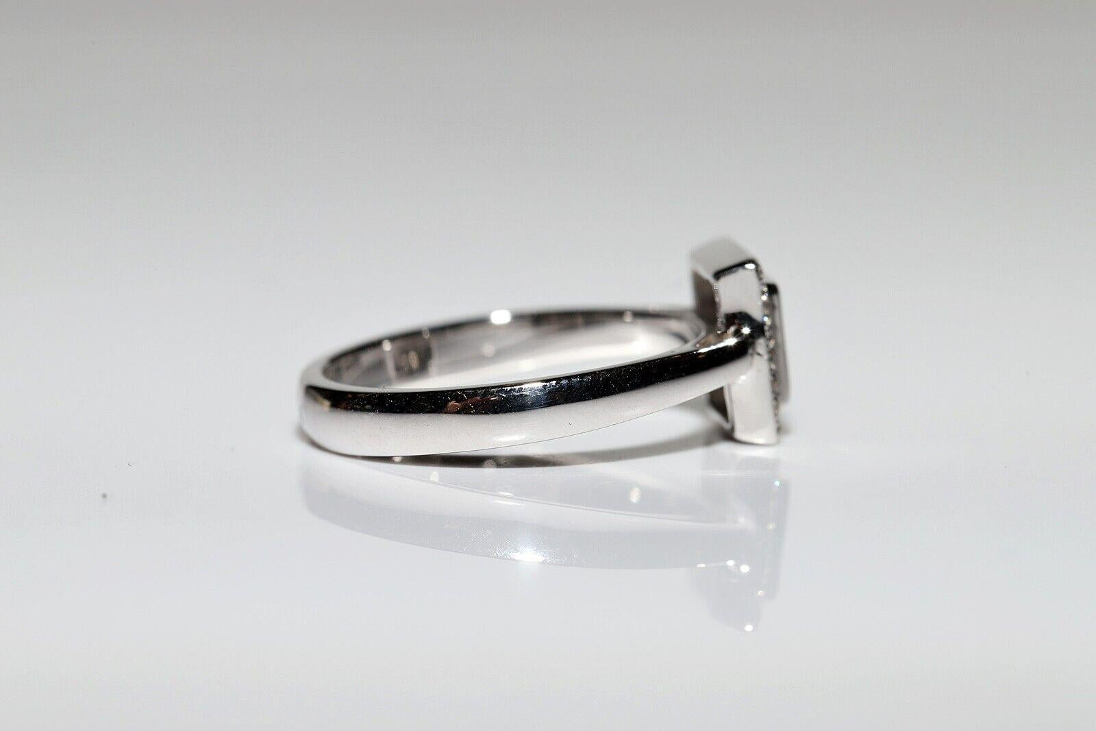 Vintage 14k Gold Main Princesse Cut Side Brilliant Cut Diamond Square Ring Pour femmes en vente