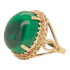 Vintage 14k Gold 
Malachite Cabochon Cocktail Ring