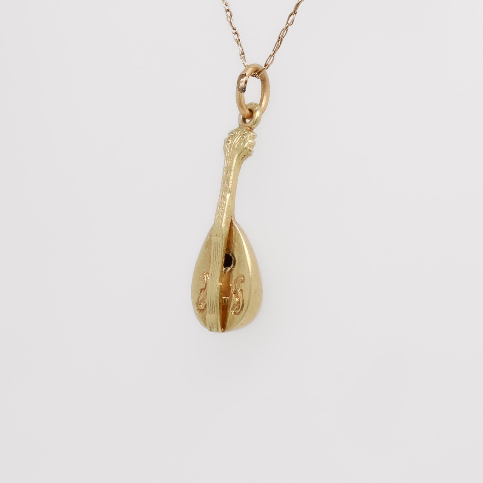 Breloque de mandoline vintage en or 14K pour un bracelet en vente 3
