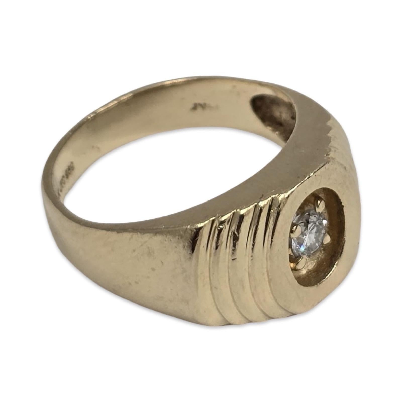 Bague vintage en or 14K pour homme avec diamant de 0,25 carat Pour hommes en vente