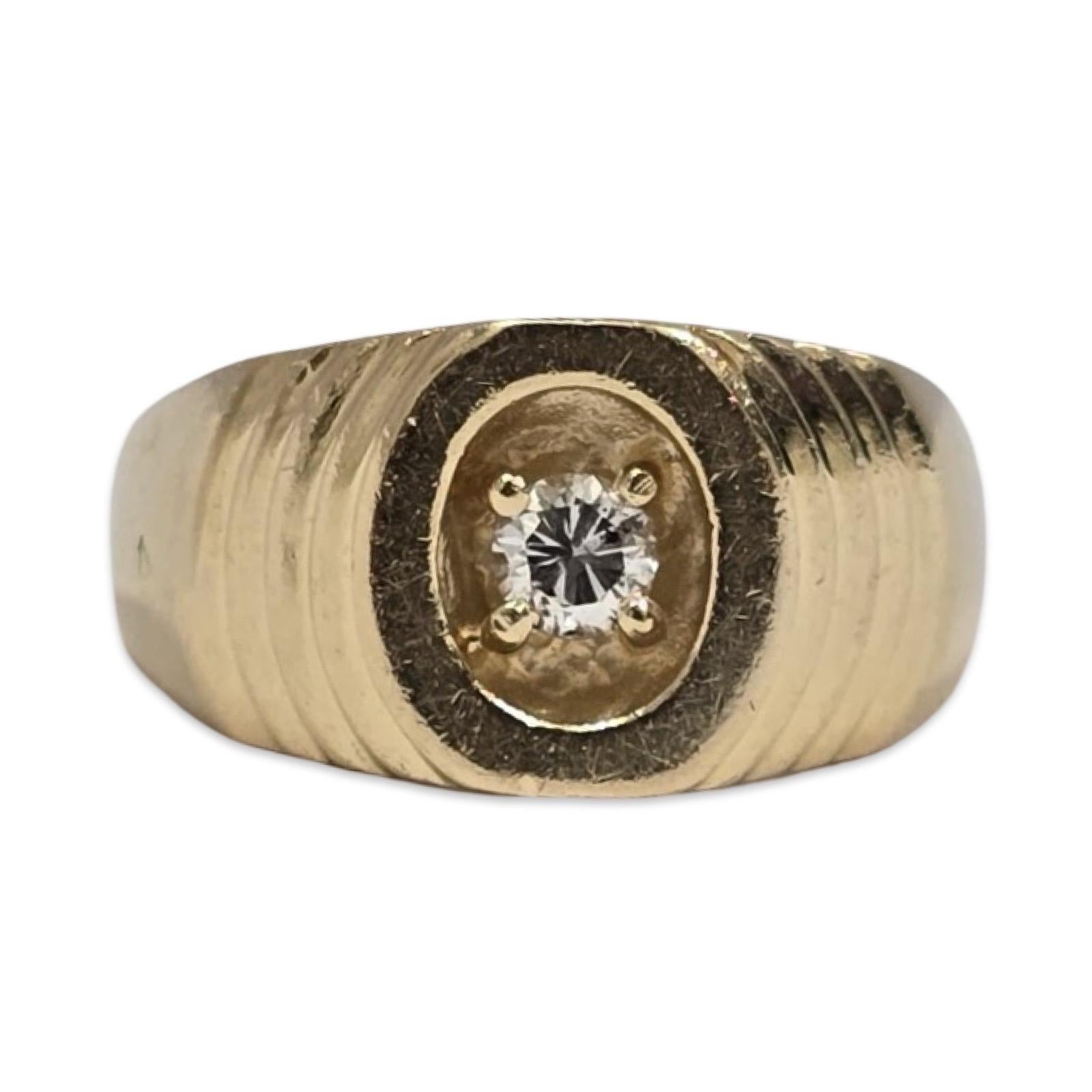 Bague vintage en or 14K pour homme avec diamant de 0,25 carat en vente 1
