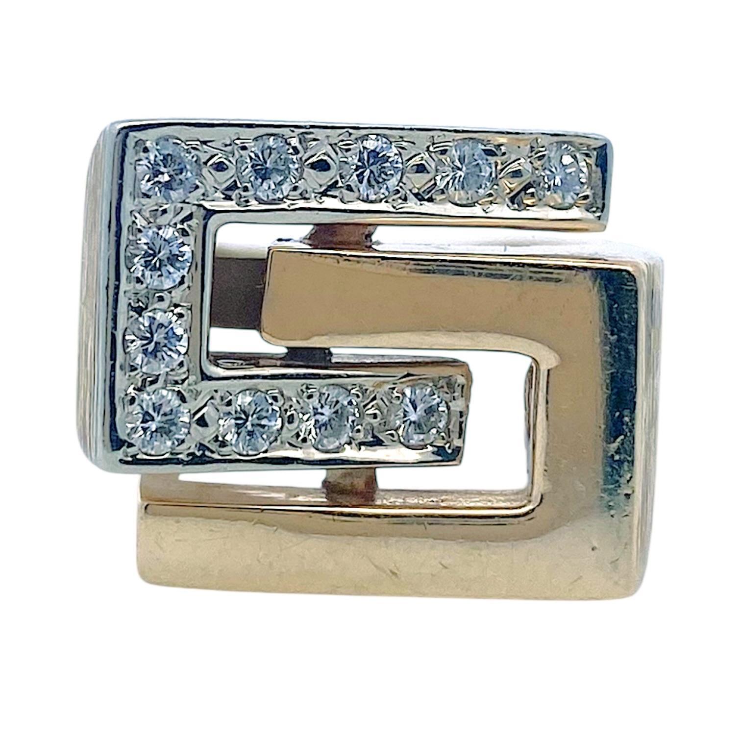 Women's or Men's Vintage 14K Gold Mid Century Diamond Ring For Sale