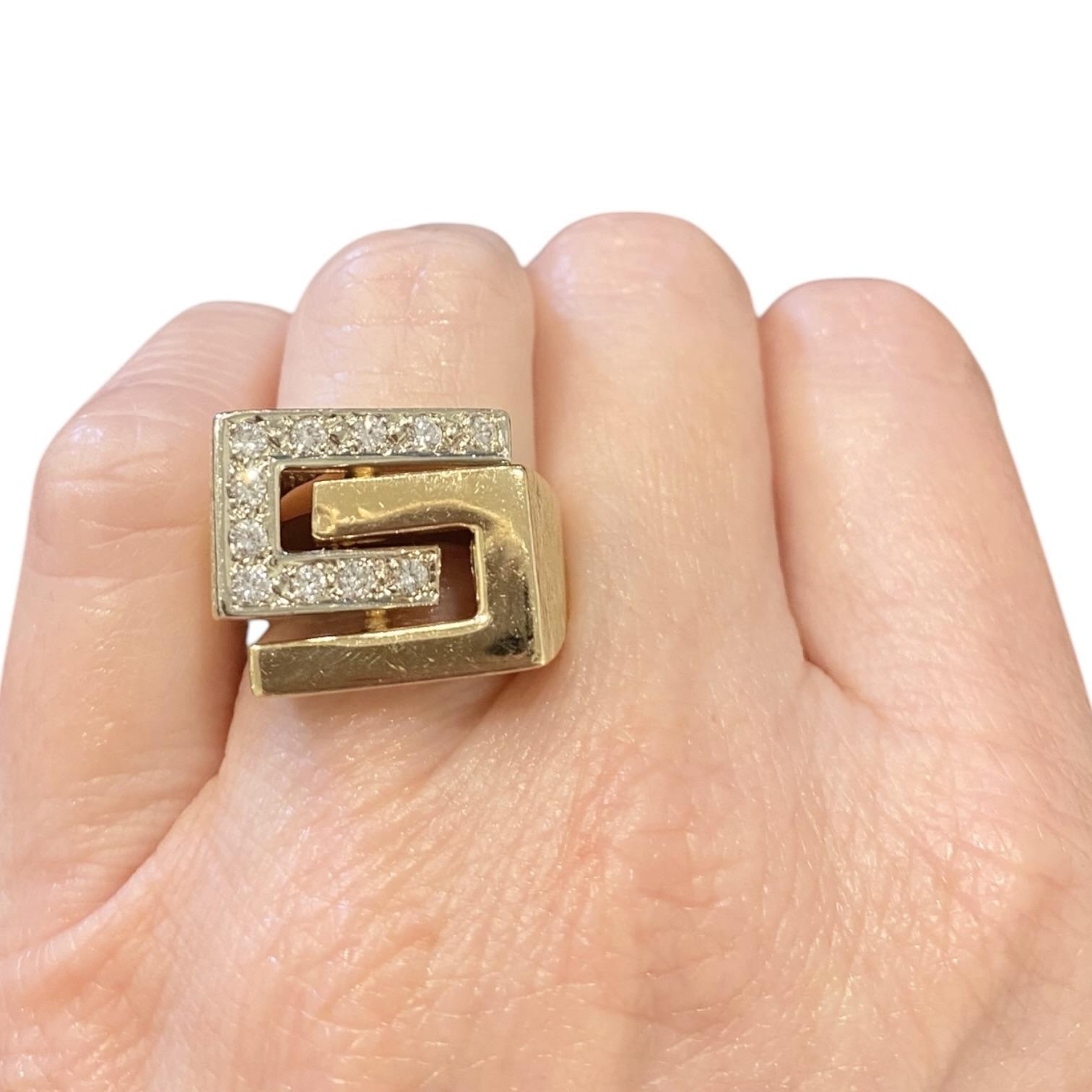 Vintage 14K Gold Mid Century Diamond Ring For Sale 2