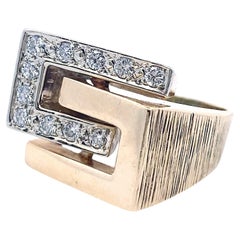 Anillo de diamantes vintage de oro de 14 quilates de mediados de siglo