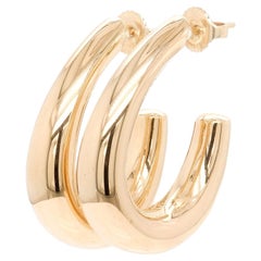 Vintage 14K Gold Modernist Half Hoop Earrings