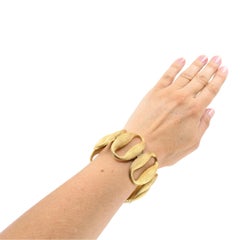 Vintage 14k Gold Modernist Open Oval Link Bracelet