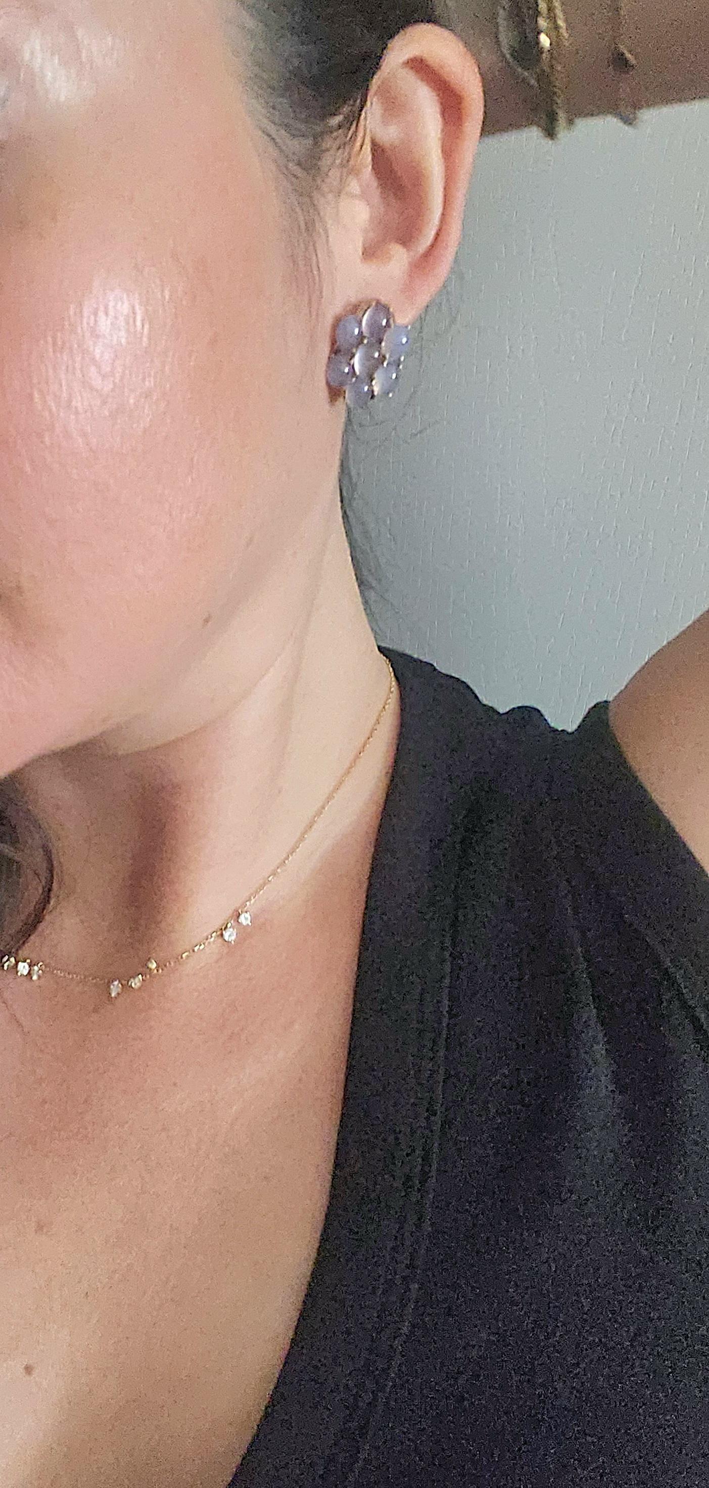 De las mujeres Pendientes vintage de oro de 14 quilates con cabujón de piedra lunar en venta