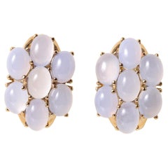 Boucles d'oreilles vintage en or 14K avec cabochon de pierre de lune