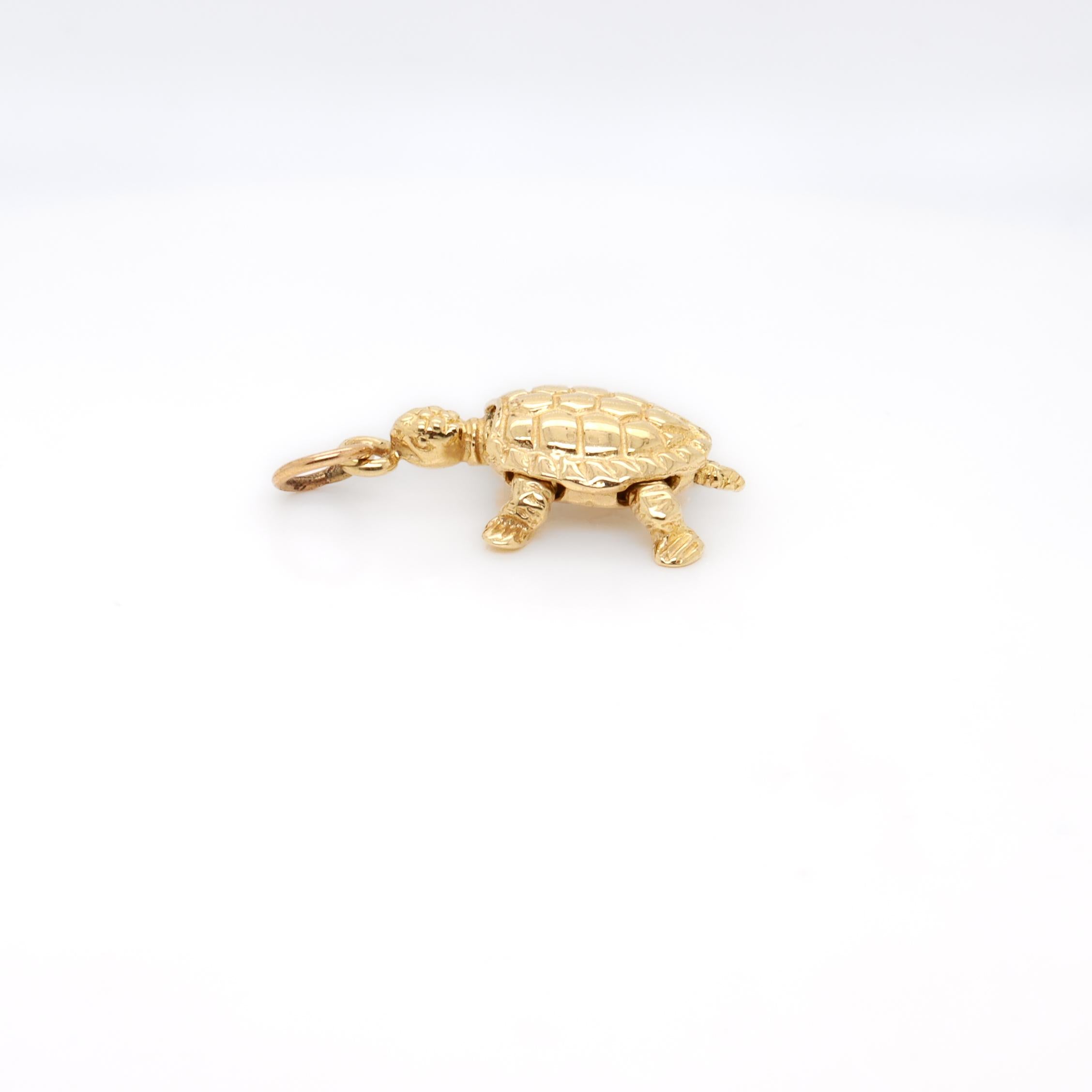 Women's or Men's Vintage 14K Gold Moving Turtle or Tortoise Charm for a Bracelet For Sale