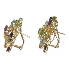 Vintage 14K Gold Multi Edelstein Tutti Frutti Ohrringe