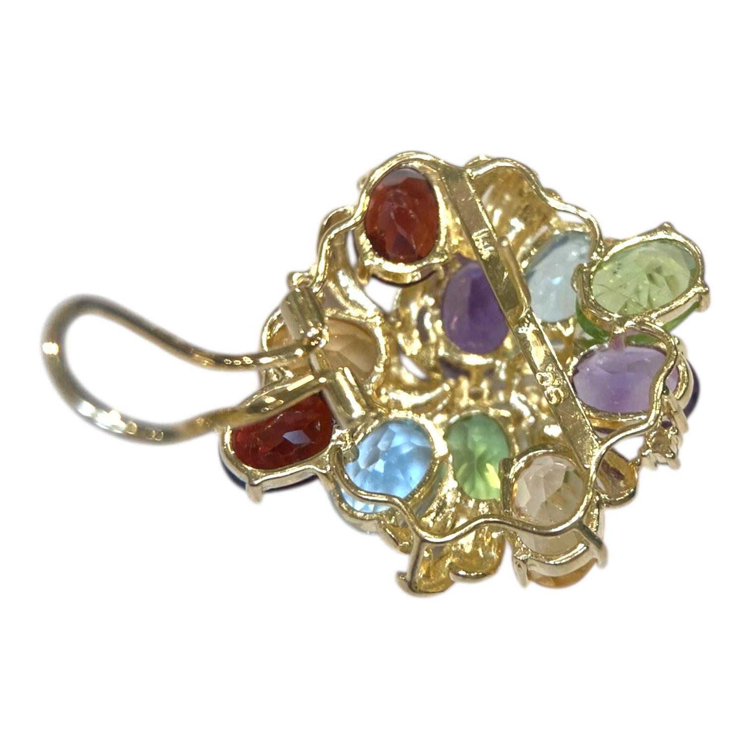 Orecchini Tutti Frutti in oro 14 carati con più pietre preziose in vendita 1