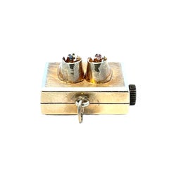 Vintage 14K Gold Music Box Charm Pendant with Baby Shoe Design