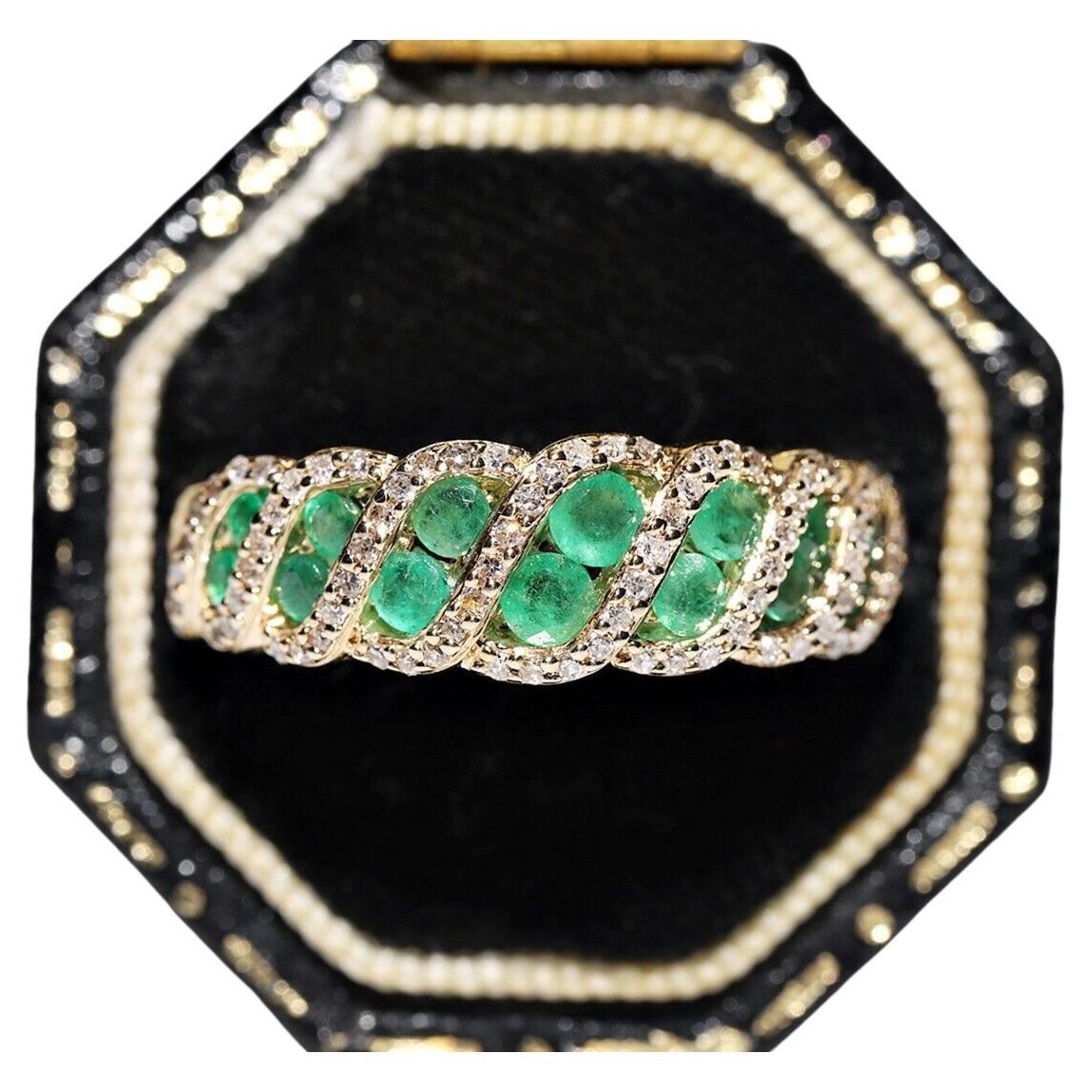 Vintage Original 8k Gold Natural Rose Cut Diamond And Emerald Decorated ...