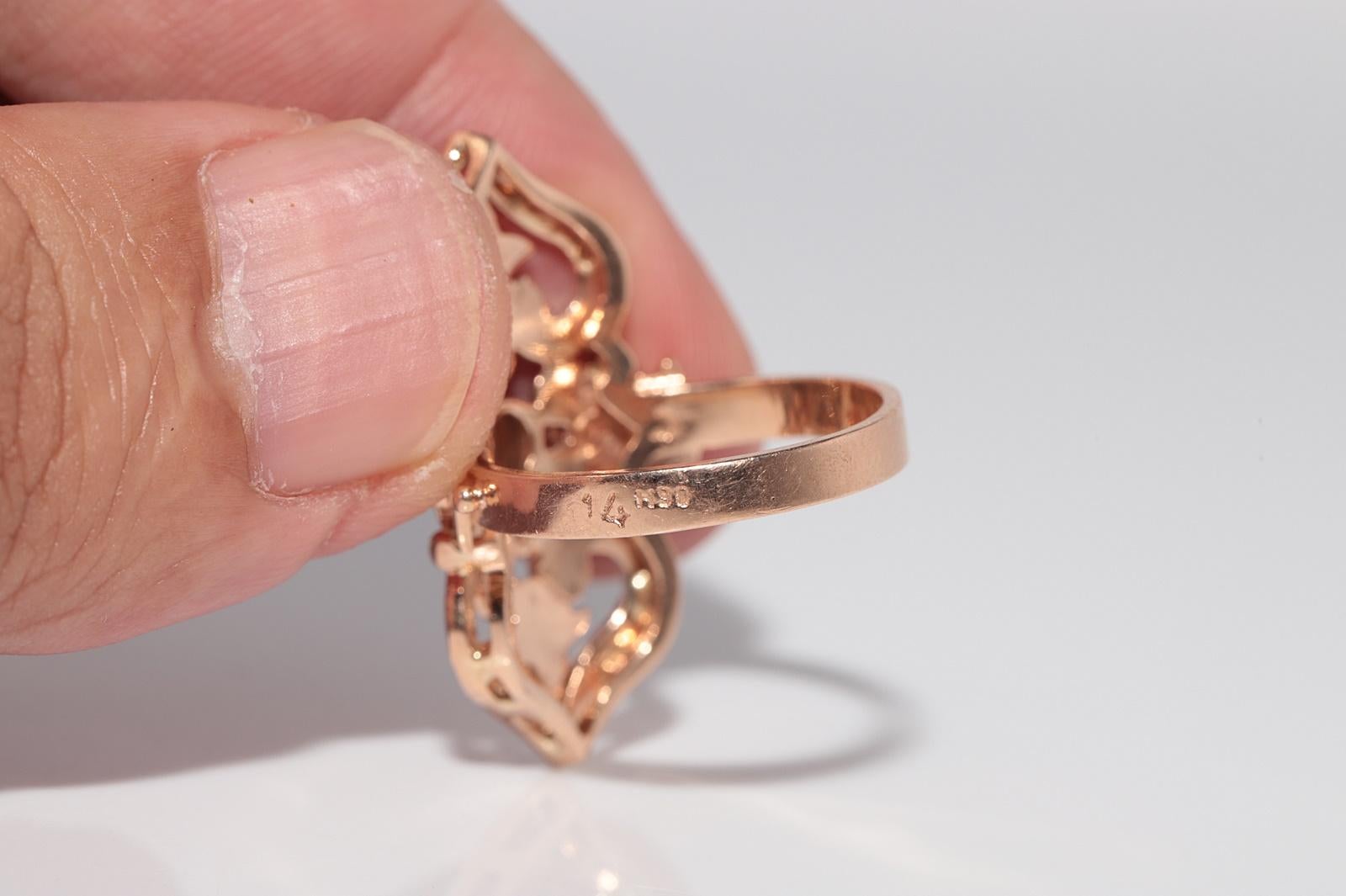 Vintage 14k Gold natürlichen Diamanten und Opal dekoriert Emaille-Ring im Angebot 5