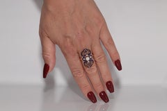 Vintage 14k Gold Natural Diamond And Opal Decorated Enamel Ring