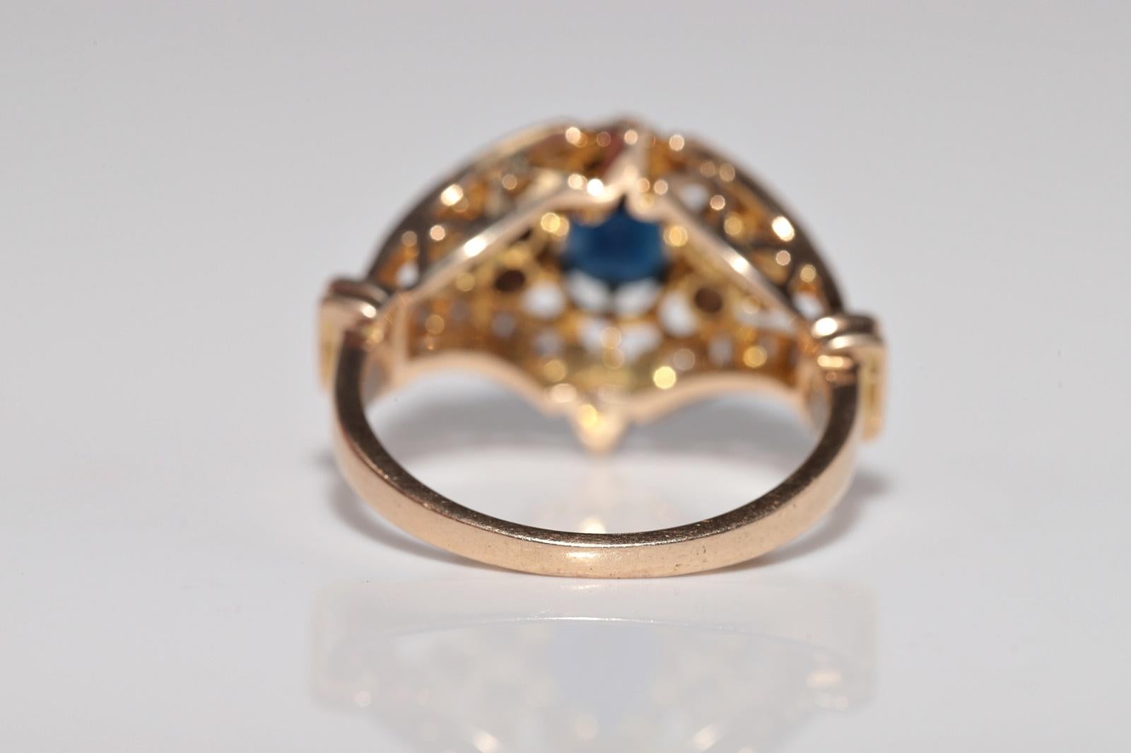 Vintage 14k Gold Naturdiamant und Saphir im Ovalschliff Ring im Angebot 5