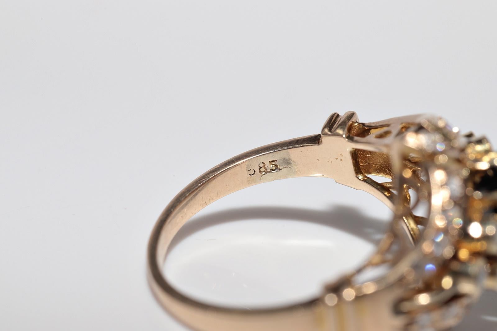 Vintage 14k Gold Naturdiamant und Saphir im Ovalschliff Ring im Angebot 6