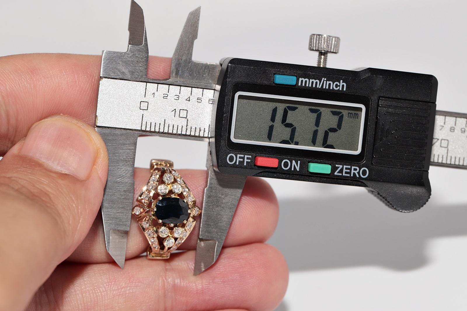 Vintage 14k Gold Naturdiamant und Saphir im Ovalschliff Ring im Angebot 7