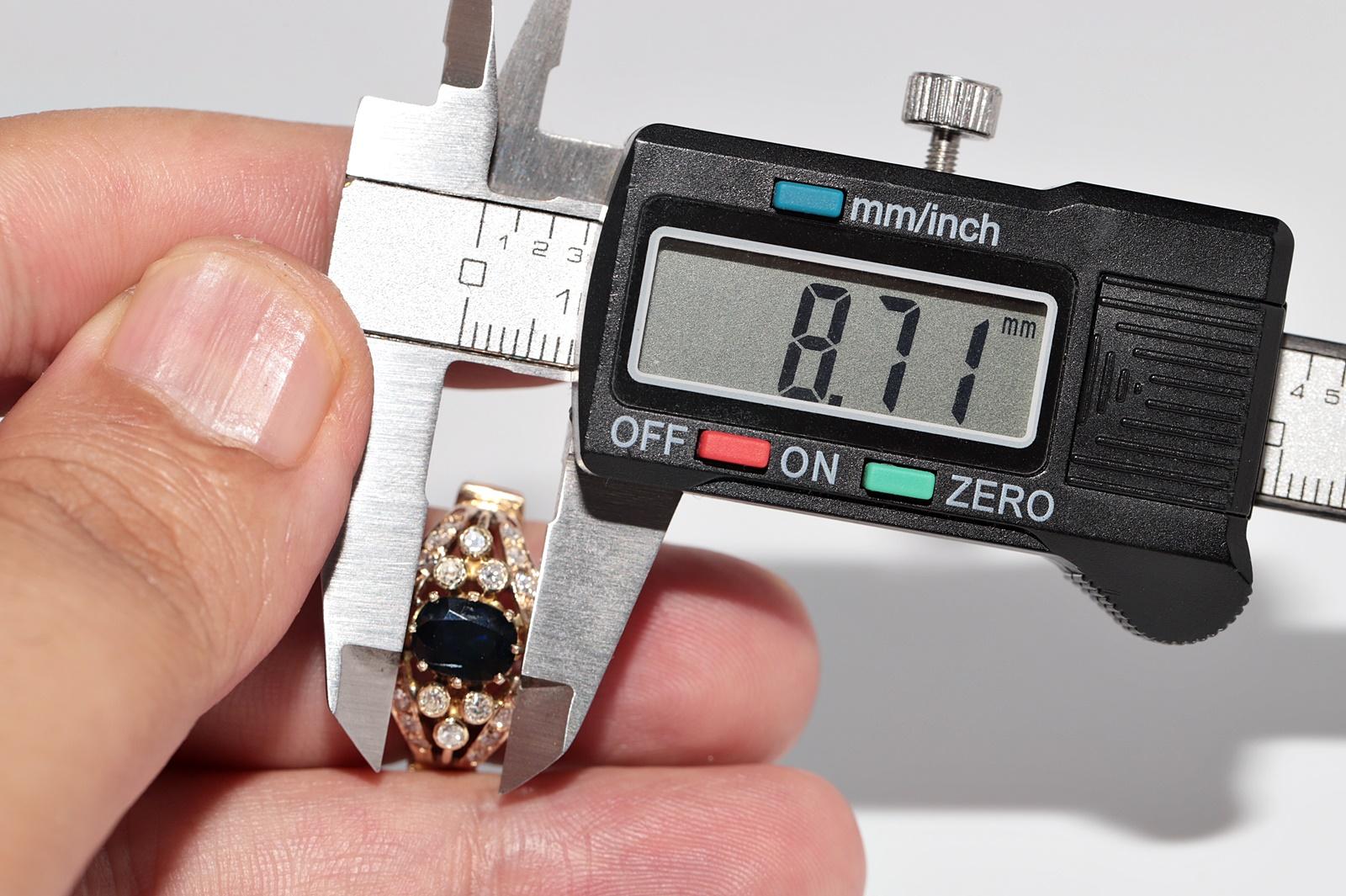 Vintage 14k Gold Naturdiamant und Saphir im Ovalschliff Ring im Angebot 8