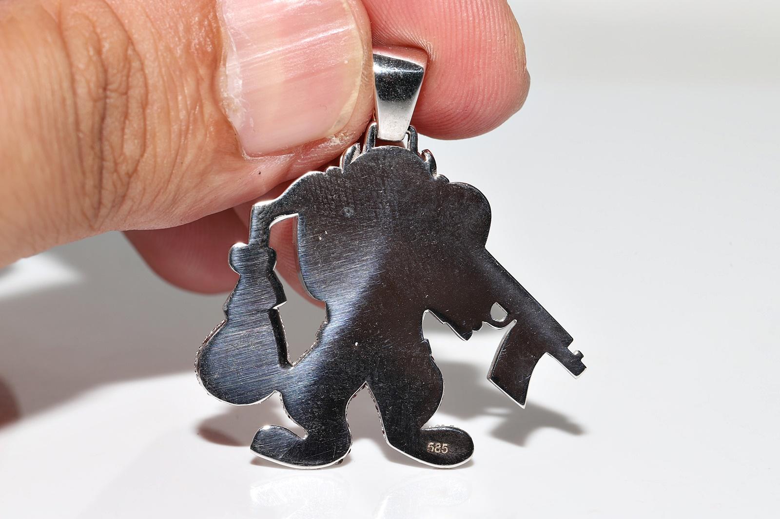 Vintage 14k Gold Natural Diamond And Ruby Tasmanian Devil Pendant For Sale 1