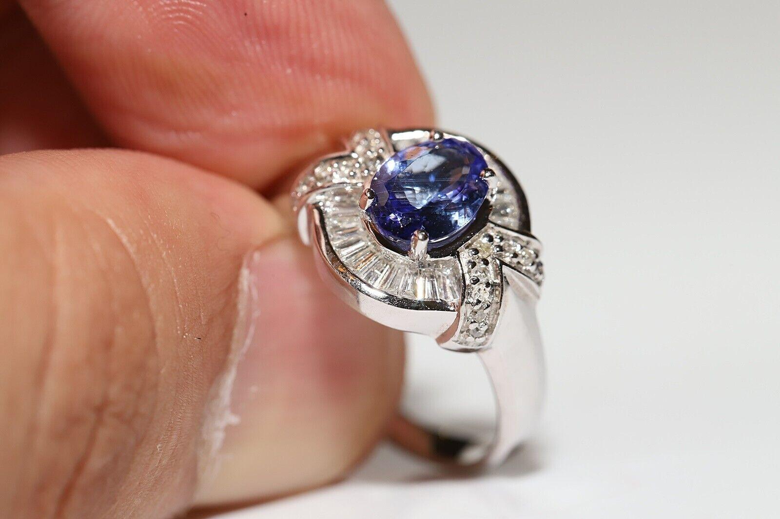 Vintage 14k Gold Natural Diamond And Tanzanite Decorated Ring  In Good Condition For Sale In Fatih/İstanbul, 34