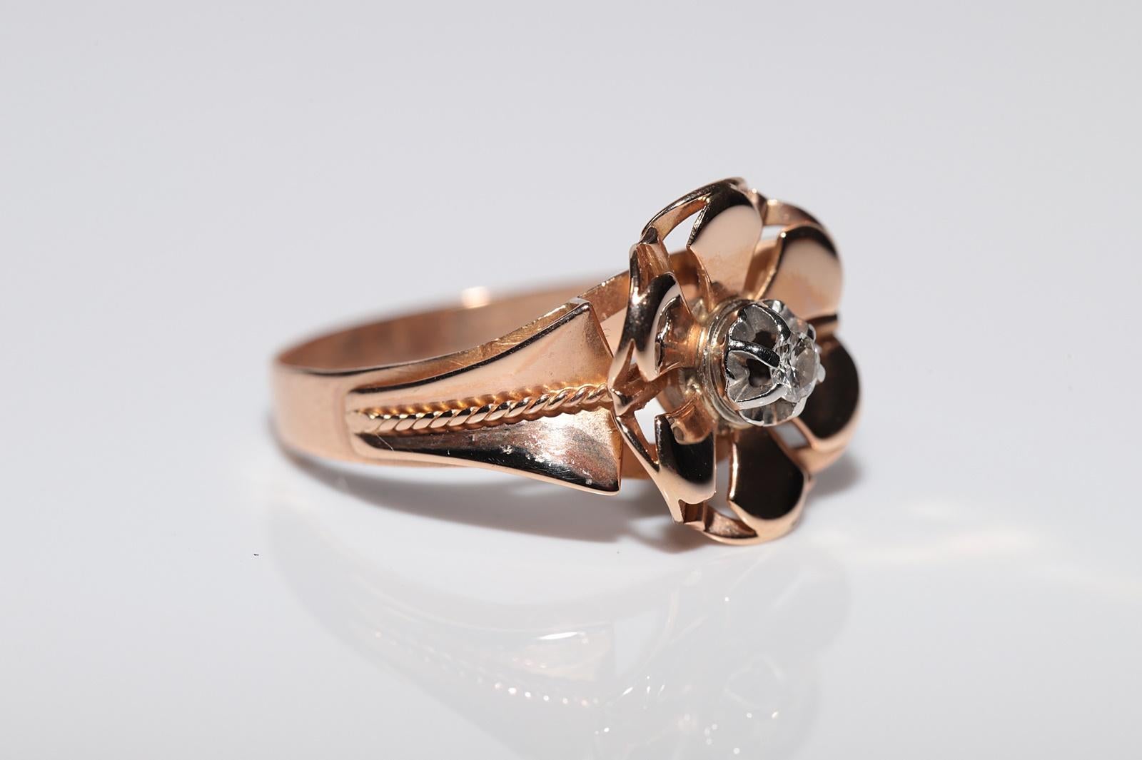 Vintage Solitär-Ring, 14 Karat Gold, natürlicher Diamant, dekoriert im Zustand „Gut“ im Angebot in Fatih/İstanbul, 34