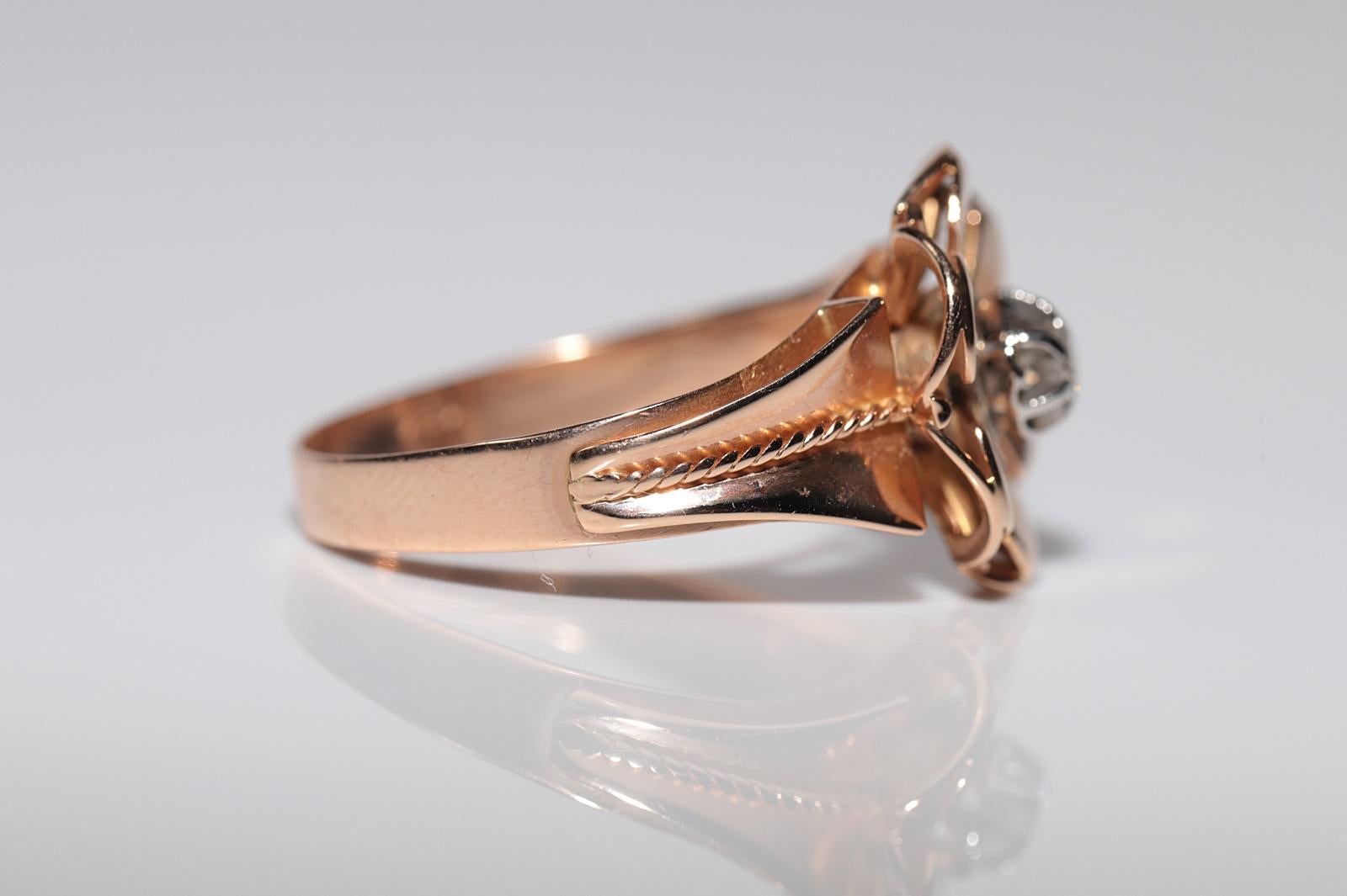 Vintage Solitär-Ring, 14 Karat Gold, natürlicher Diamant, dekoriert Damen im Angebot