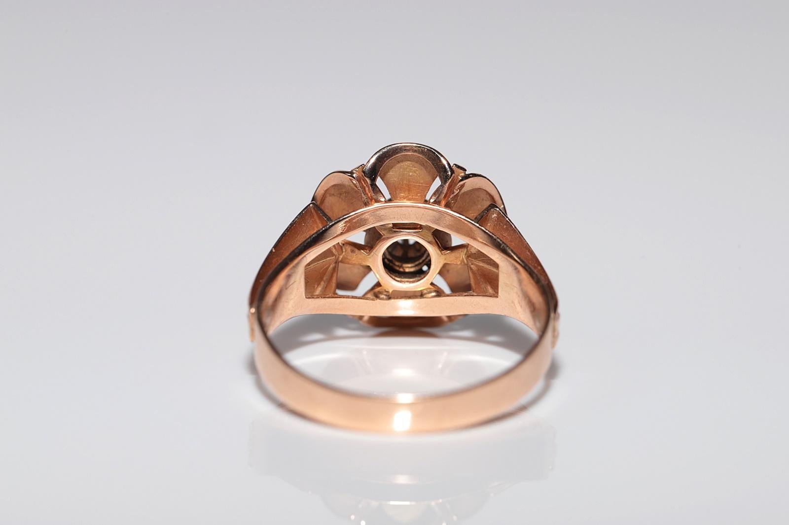 Vintage Solitär-Ring, 14 Karat Gold, natürlicher Diamant, dekoriert im Angebot 2