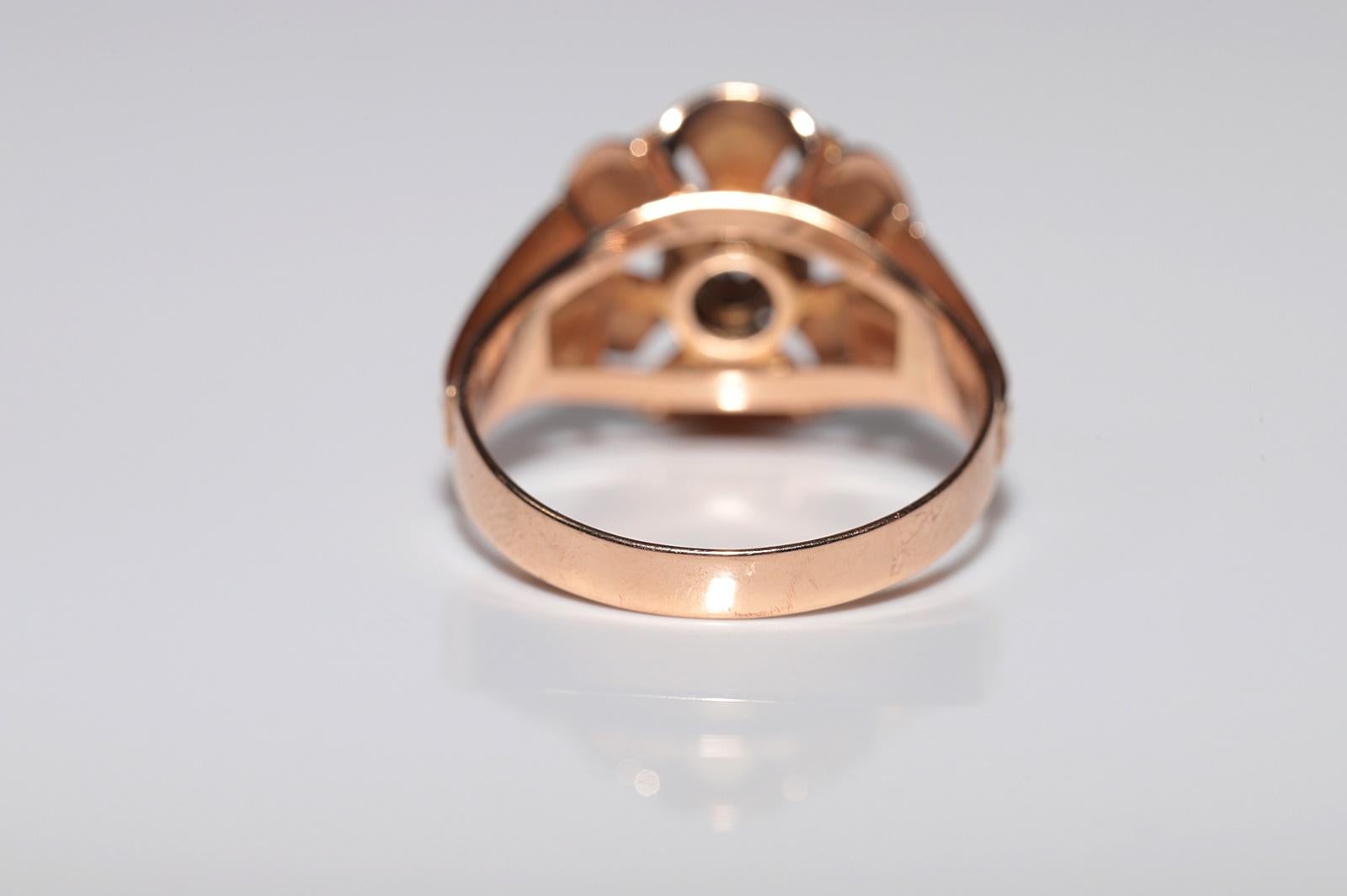Vintage Solitär-Ring, 14 Karat Gold, natürlicher Diamant, dekoriert im Angebot 3