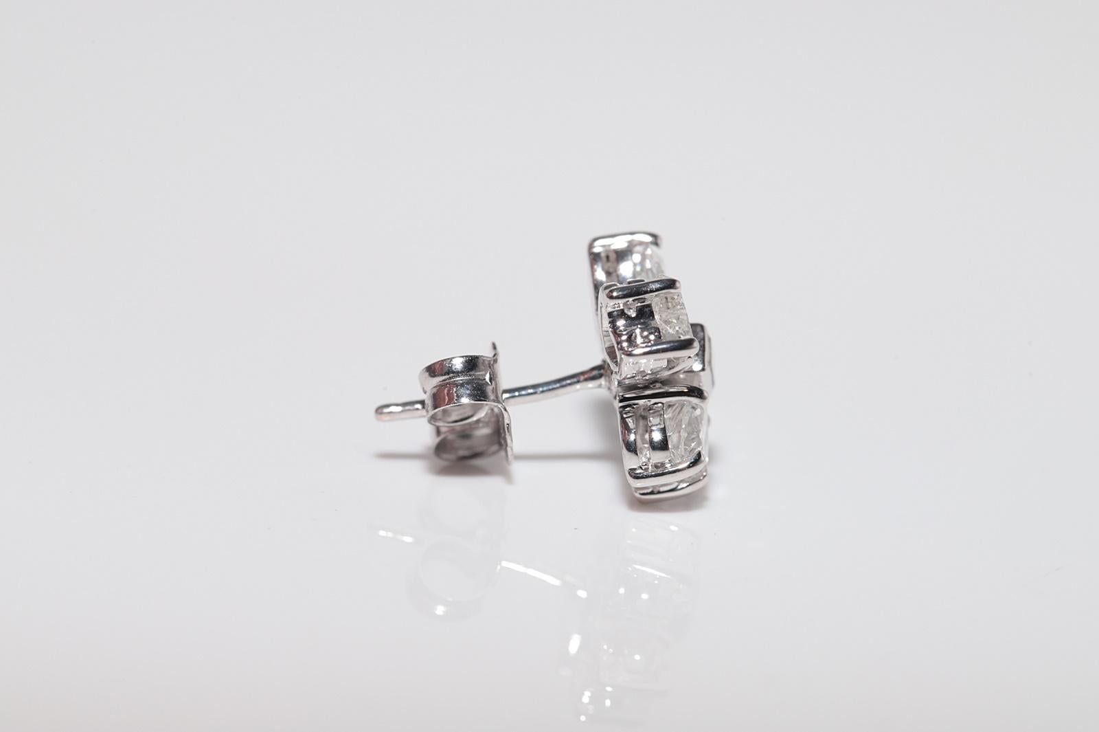 Vintage 14k Gold natürliches Herz und Baguetteschliff Diamant Ohrstecker im Angebot 4
