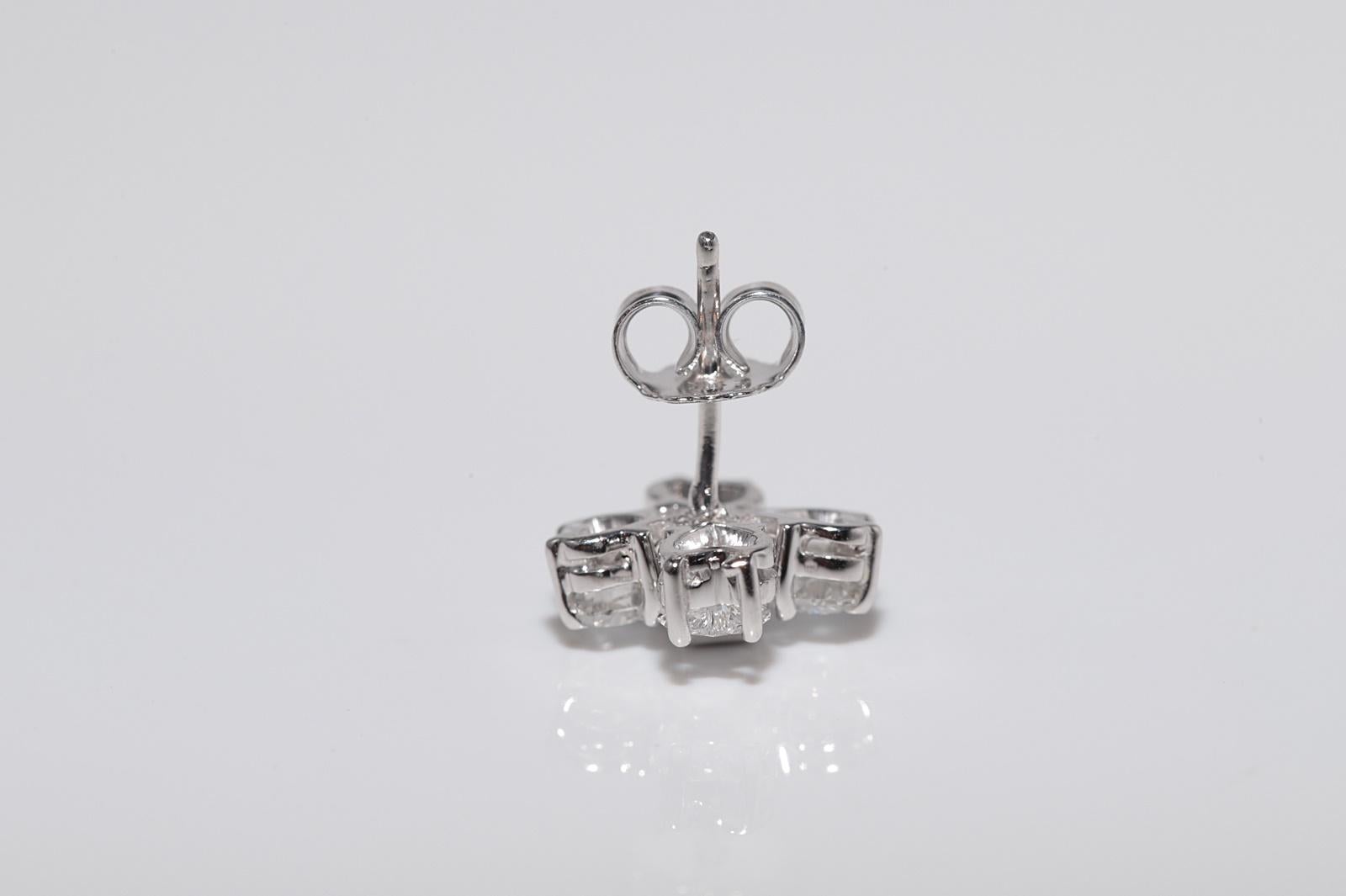 Vintage 14k Gold natürliches Herz und Baguetteschliff Diamant Ohrstecker im Angebot 5