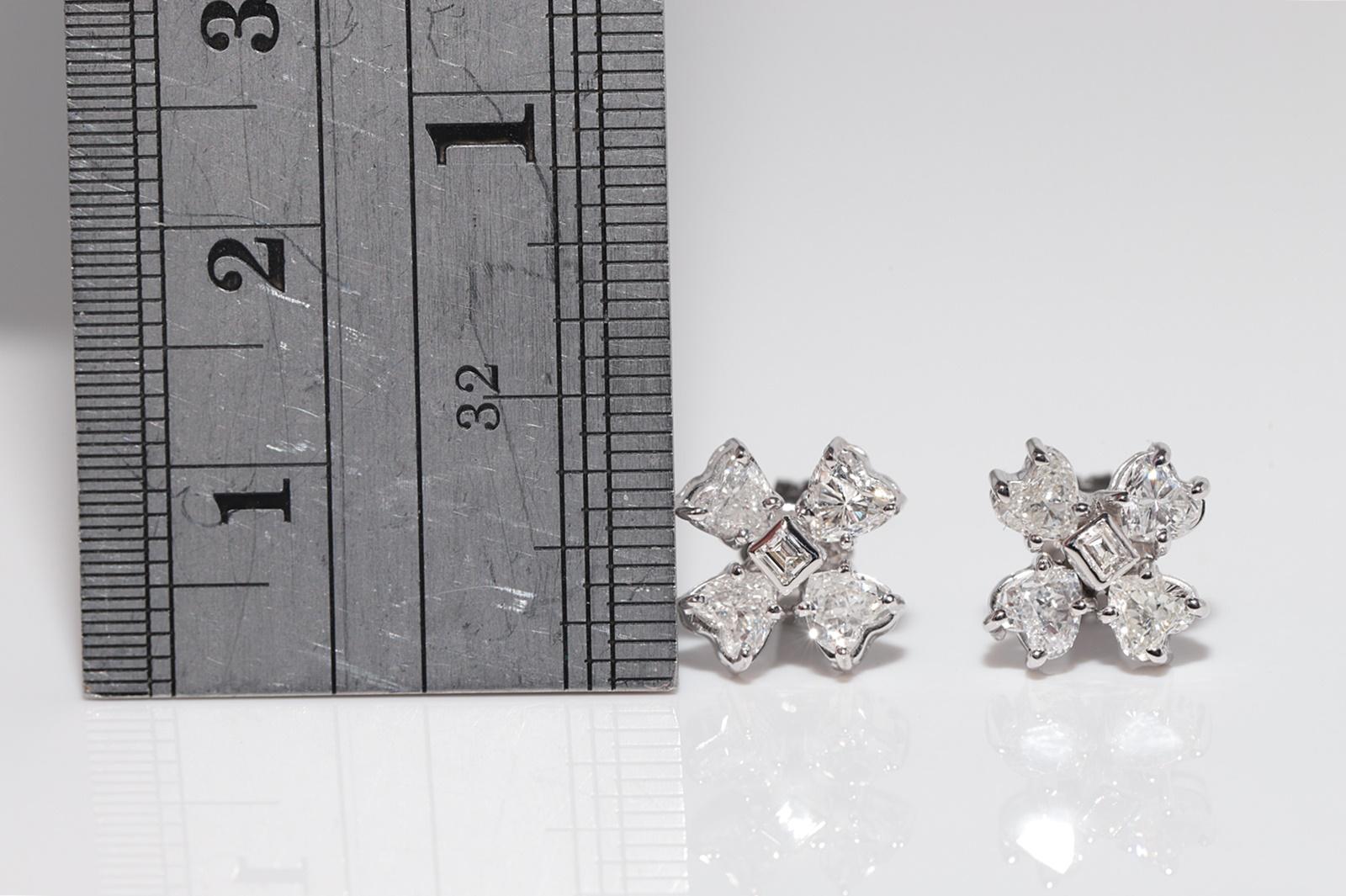 Vintage 14k Gold natürliches Herz und Baguetteschliff Diamant Ohrstecker im Zustand „Gut“ im Angebot in Fatih/İstanbul, 34